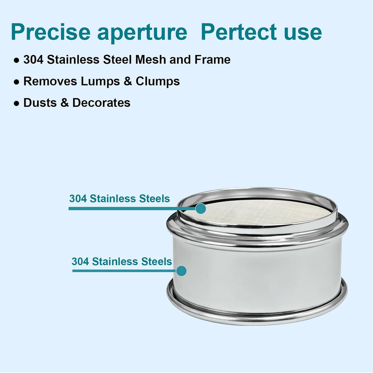 2.36" (6cm) Full 304 Stainless Steel Mini Lab Sieve, 40 Mesh (0.45mm)