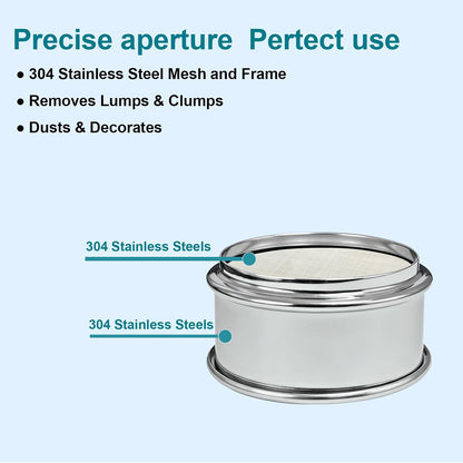 2.36" (6cm) Full 304 Stainless Steel Mini Lab Sieve, 40 Mesh (0.45mm)