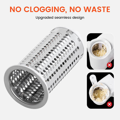Rotary Cheese Grater Hand Crank, Parmesan Cheese Shredder Handheld with 2 Stainless Steel Drums for Hard Cheese, Chocolate and Nuts, Restaurant Quality, Dishwasher Safe