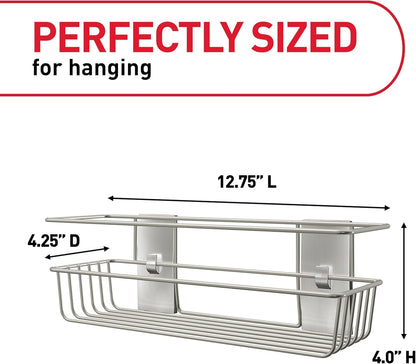 Shower Caddy, 1 Caddy, 4 Large Strips | Water Resistant, Damage-Free Hanging with Adhesive Strip, Ideal for Bathroom Organization, Easy Installation