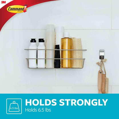 Shower Caddy, 1 Caddy, 4 Large Strips | Water Resistant, Damage-Free Hanging with Adhesive Strip, Ideal for Bathroom Organization, Easy Installation