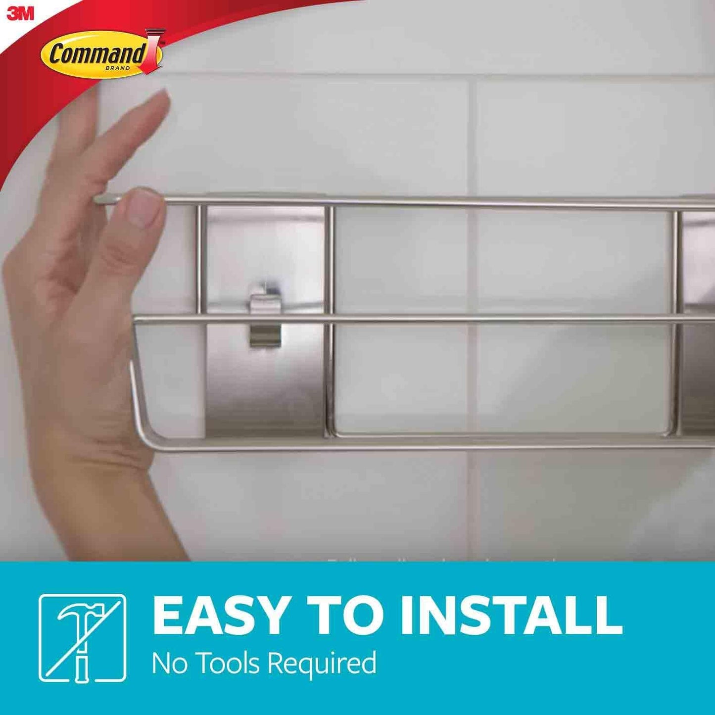 Shower Caddy, 1 Caddy, 4 Large Strips | Water Resistant, Damage-Free Hanging with Adhesive Strip, Ideal for Bathroom Organization, Easy Installation