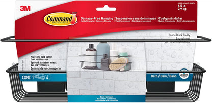 Shower Caddy, 1 Caddy, 4 Large Strips | Water Resistant, Damage-Free Hanging with Adhesive Strip, Ideal for Bathroom Organization, Easy Installation
