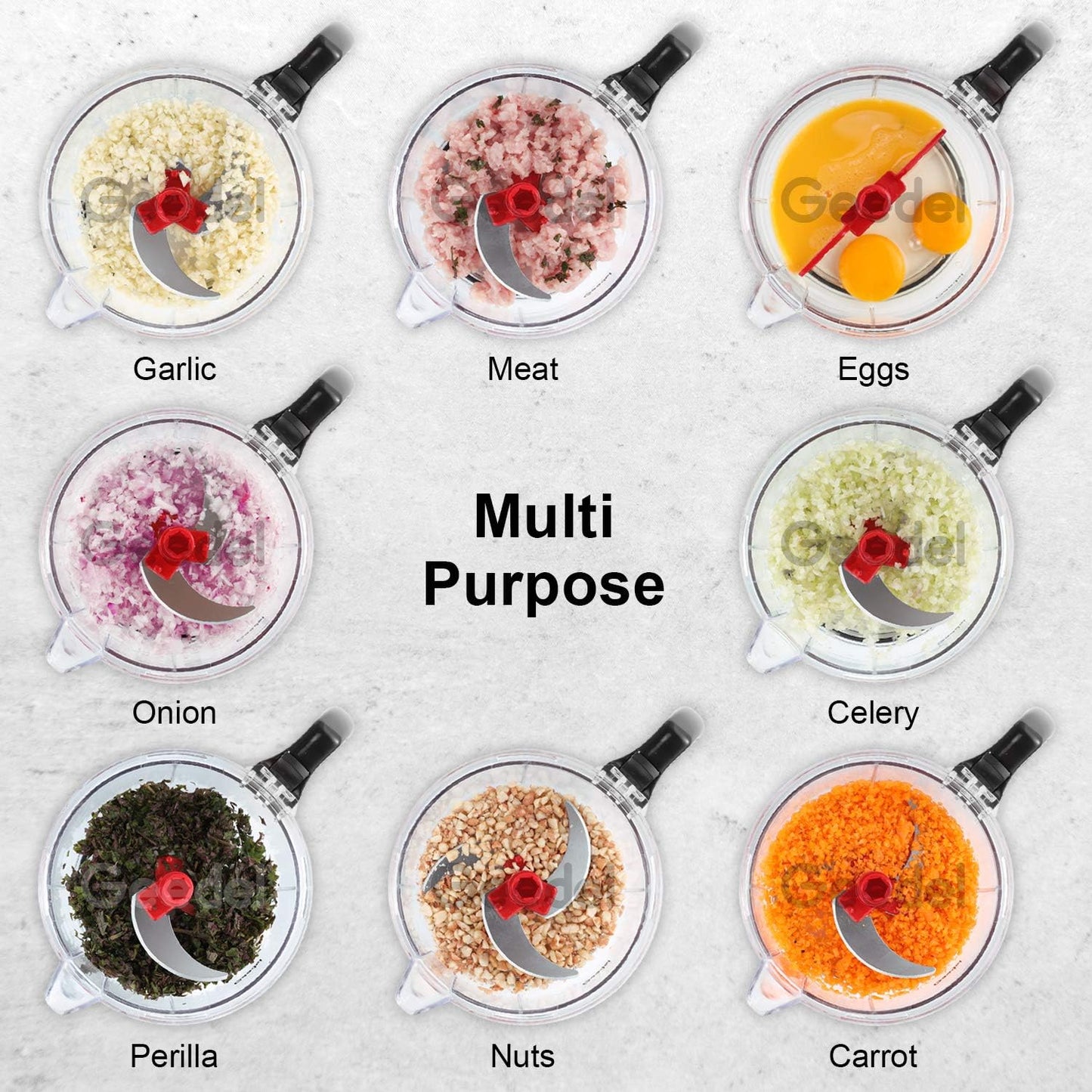 Large Food Chopper Vegetable Chopper, Manual Food Processor, 3 Cups | 3-in-1: Chop, Blend & Whisk, No BPA, Effortless Handle, Sharp Blade for Vegetable, Fruit, Meat, Nut, Ice, Salad, Salsa, etc