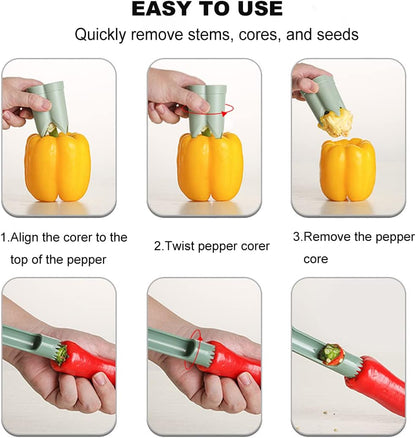 2 in 1 Pepper Corer Seed Remover Tool,Bell Pepper Quickly Corer Remover