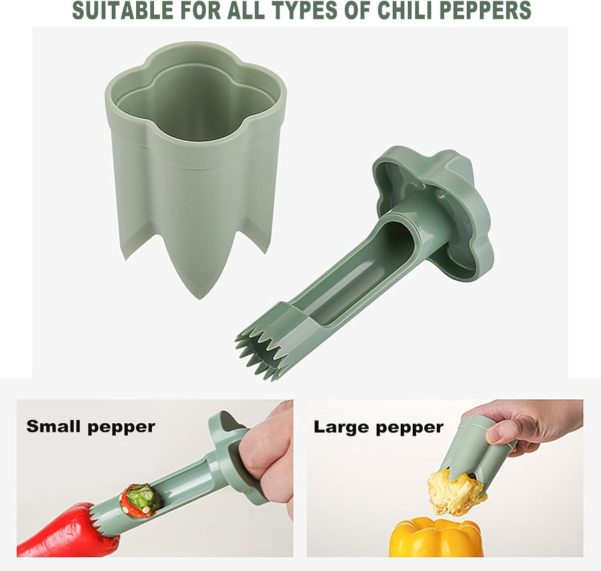 2 in 1 Pepper Corer Seed Remover Tool,Bell Pepper Quickly Corer Remover