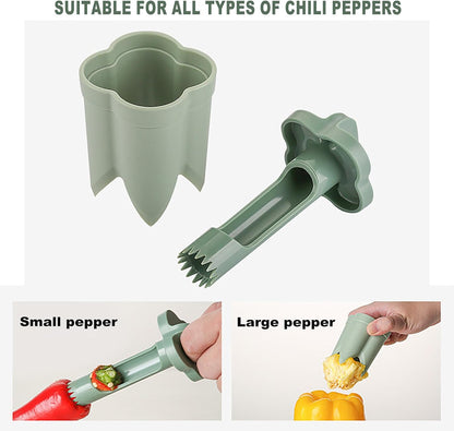 2 in 1 Pepper Corer Seed Remover Tool,Bell Pepper Quickly Corer Remover