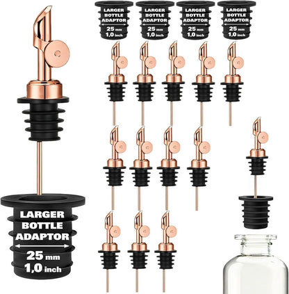 Olive Oil Pour Spout with Adapters, Oils Pourer for Olive Oil Dispenser Bottle, Easily Turn Your Bottles into Dispensers for Liquor,Oils,Bottle Pourers (Sliver, 3 Pack Pour +Adapters)