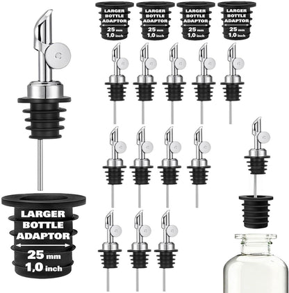 Olive Oil Pour Spout with Adapters, Oils Pourer for Olive Oil Dispenser Bottle, Easily Turn Your Bottles into Dispensers for Liquor,Oils,Bottle Pourers (Sliver, 3 Pack Pour +Adapters)