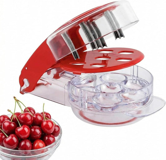 Cherry Pitter Tool 6-Capacity, Cherry Picker | Seed & Pit Remover Tool for Multiple Cherries, Heavy Duty Design for Baking, Canning & Olive Prep