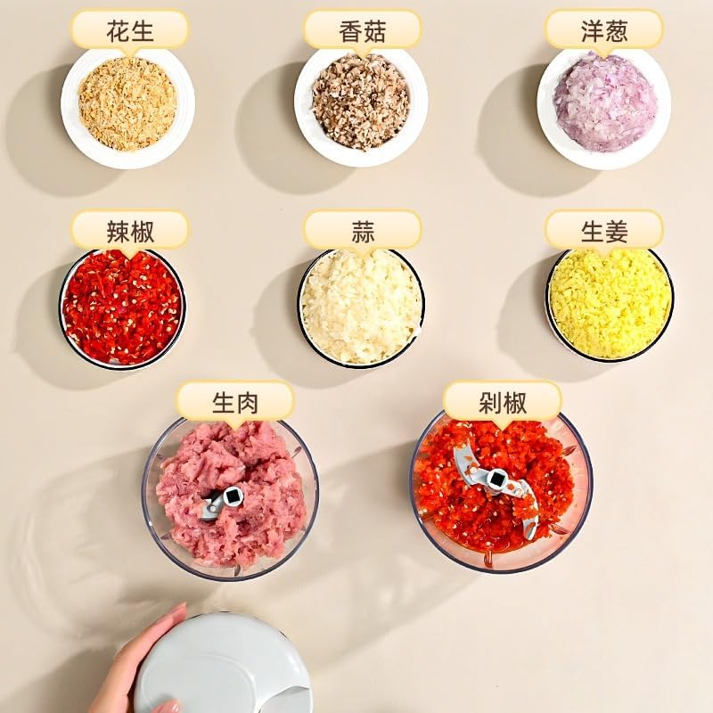 Food Chopper Hand Pull String Vegetable Cutter Onions Garlic Chopper Portable Food Mincer for Garlic Ginger Herbs Nuts Durable Kitchen Food Processor (500 ML)