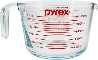 4-Cup Glass Measuring Cup - Made in USA | Tempered Glass Construction | 4-Cup Capacity | Red Measurement Markings | 32oz Volume | Easy-Pour Spout | Ergonomic Handle