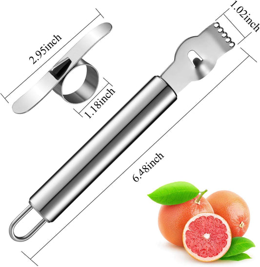 4 Pieces Lemon Zester with Channel Knife, Stainless Steel Orange Peeler for Cocktails, Citrus Zester, Lemon Twist Peeler, Ring Orange Opener, Fruit Grater Garnish Tool for Kitchen Bar Bartender
