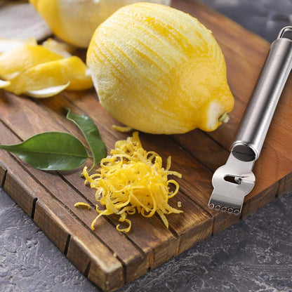 4 Pieces Lemon Zester with Channel Knife, Stainless Steel Orange Peeler for Cocktails, Citrus Zester, Lemon Twist Peeler, Ring Orange Opener, Fruit Grater Garnish Tool for Kitchen Bar Bartender