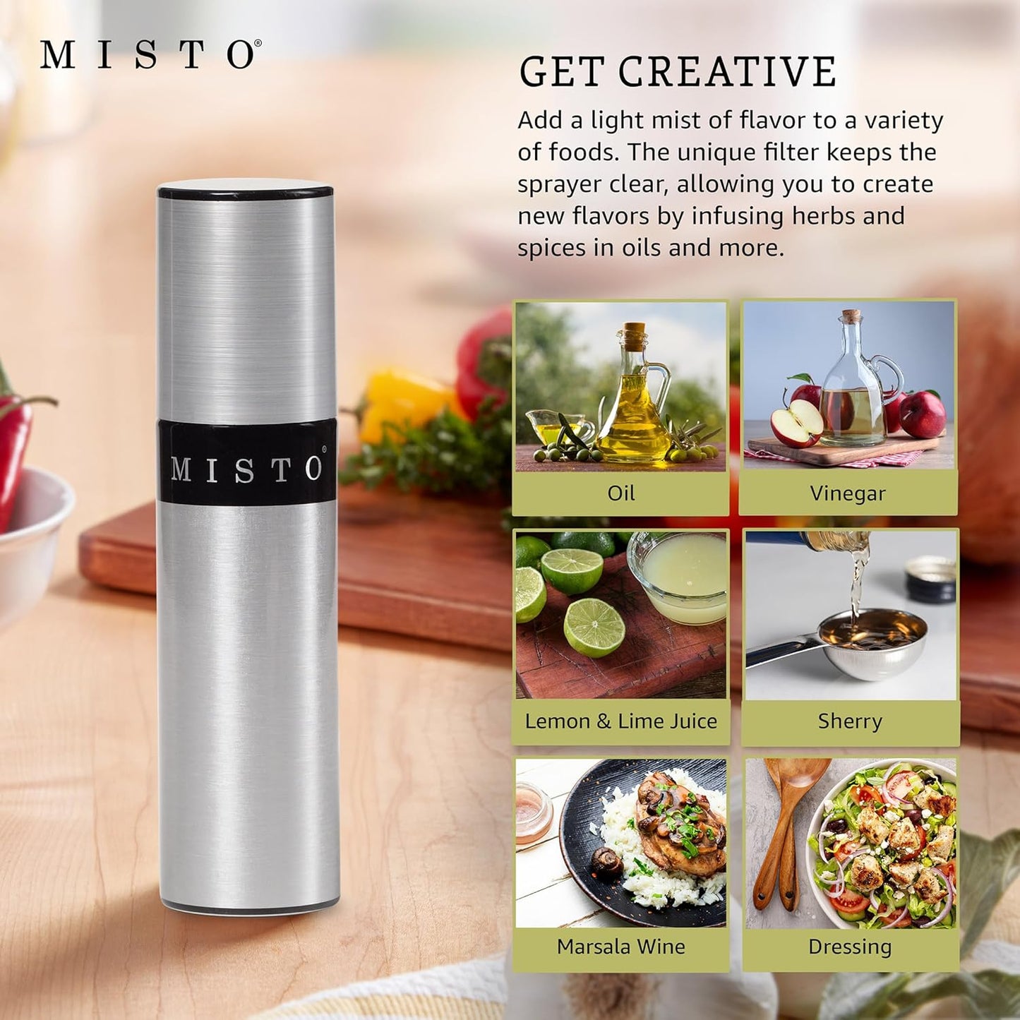 Gourmet Olive Oil Sprayer Set of 2 Aluminum Bottles - Refillable Pump Mister for Cooking, Salads, Grilling - 3.2 oz Each, No Propellants
