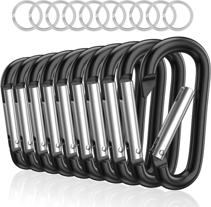 3" Aluminum Carabiner D Ring, Caribeener Clips, Spring Snap Hook for Keychain Clip, Set of 10