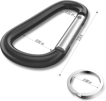 3" Aluminum Carabiner D Ring, Caribeener Clips, Spring Snap Hook for Keychain Clip, Set of 10