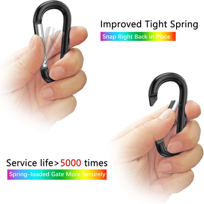 3" Aluminum Carabiner D Ring, Caribeener Clips, Spring Snap Hook for Keychain Clip, Set of 10