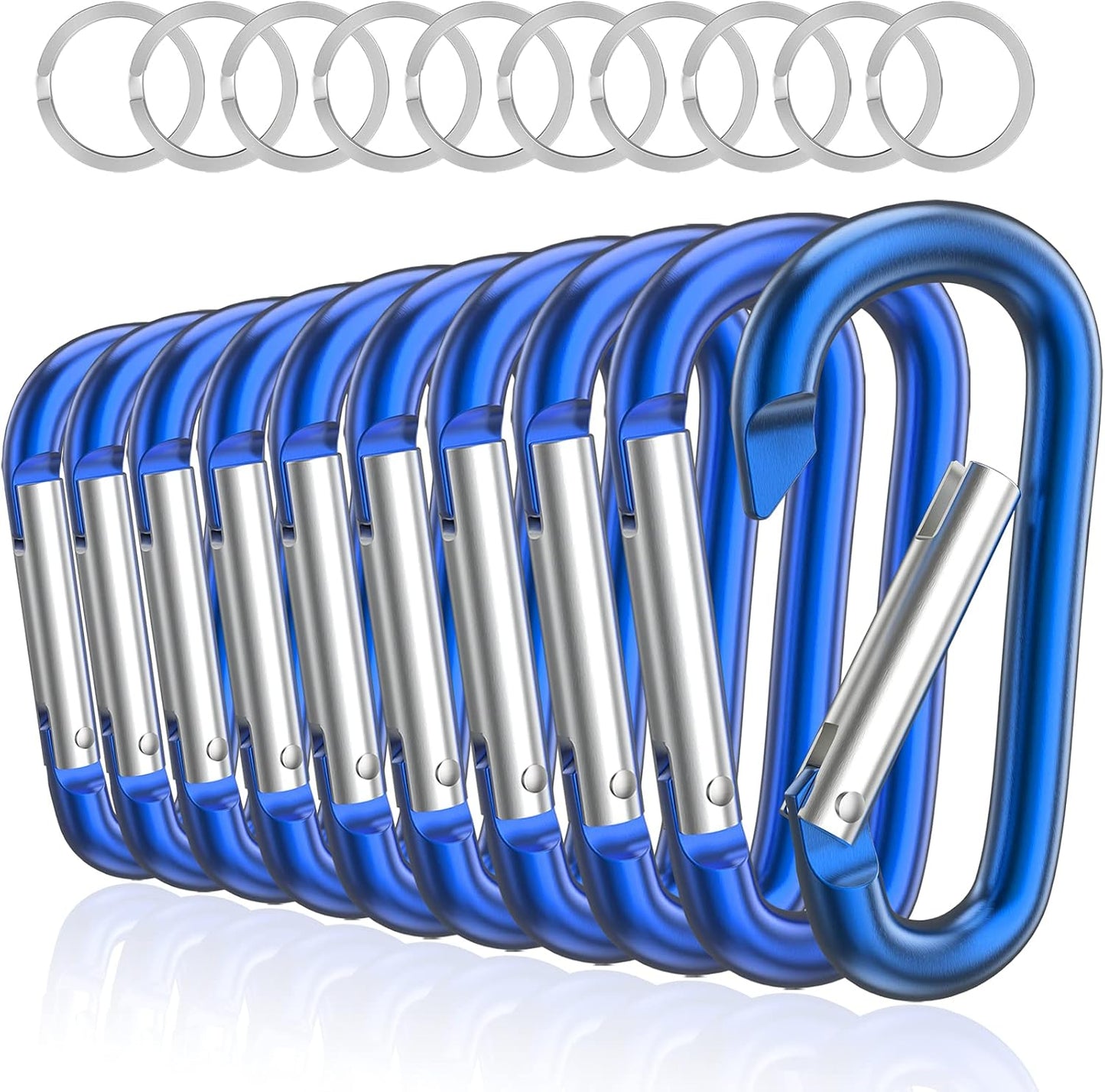 3" Aluminum Carabiner D Ring, Caribeener Clips, Spring Snap Hook for Keychain Clip, Set of 10