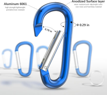 3" Aluminum Carabiner D Ring, Caribeener Clips, Spring Snap Hook for Keychain Clip, Set of 10