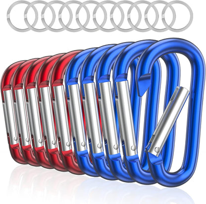 3" Aluminum Carabiner D Ring, Caribeener Clips, Spring Snap Hook for Keychain Clip, Set of 10