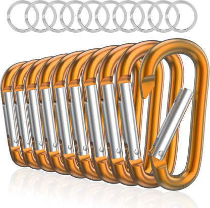 3" Aluminum Carabiner D Ring, Caribeener Clips, Spring Snap Hook for Keychain Clip, Set of 10