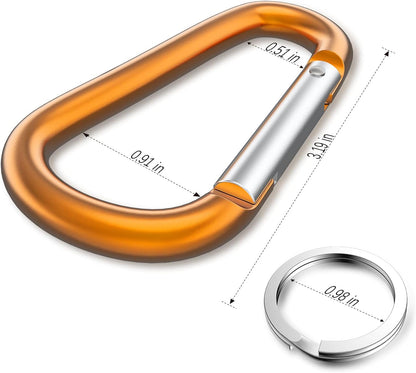 3" Aluminum Carabiner D Ring, Caribeener Clips, Spring Snap Hook for Keychain Clip, Set of 10