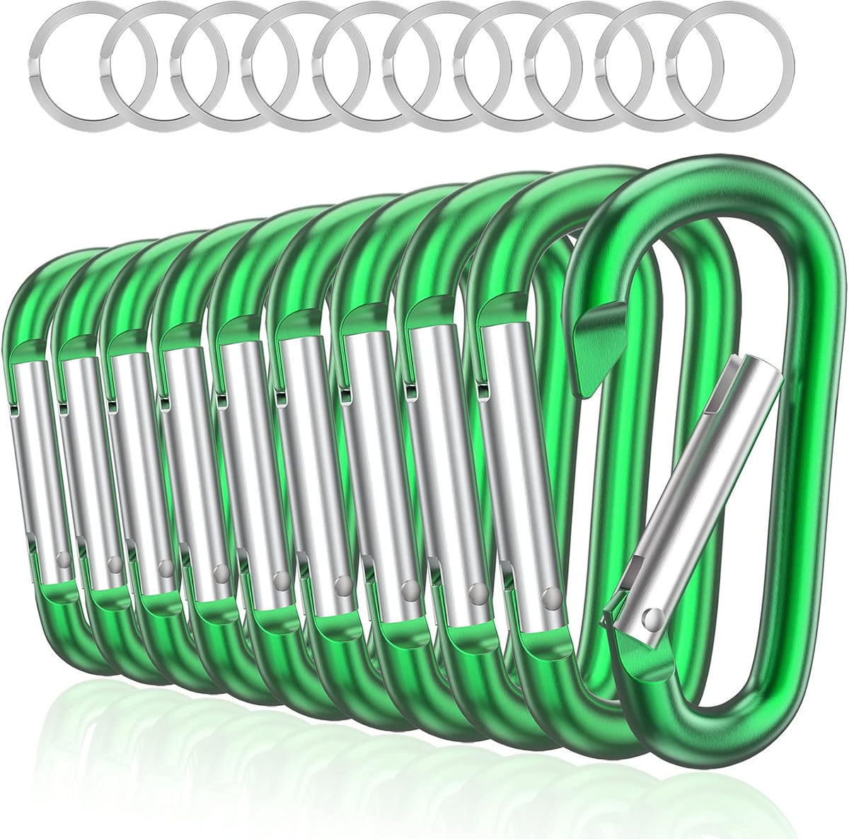 3" Aluminum Carabiner D Ring, Caribeener Clips, Spring Snap Hook for Keychain Clip, Set of 10