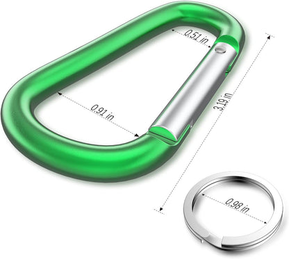 3" Aluminum Carabiner D Ring, Caribeener Clips, Spring Snap Hook for Keychain Clip, Set of 10