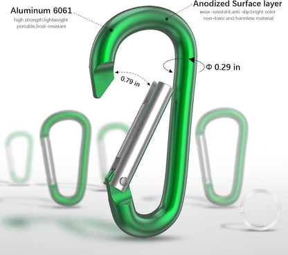 3" Aluminum Carabiner D Ring, Caribeener Clips, Spring Snap Hook for Keychain Clip, Set of 10