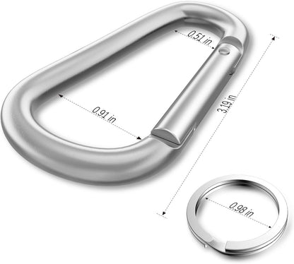 3" Aluminum Carabiner D Ring, Caribeener Clips, Spring Snap Hook for Keychain Clip, Set of 10