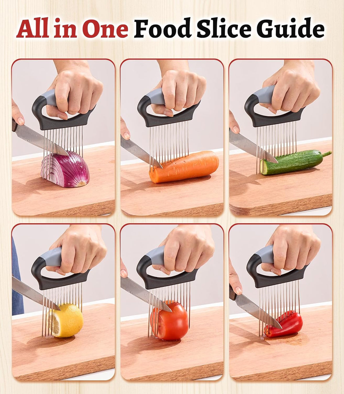 Large Onion Slicer Holder, Stainless Steel Onion Holder for Slicing, Multi-Purpose Vegetable Chopper Tomato Slicer, Food Cutter Assistant Tool for Potato, Avocado, Egg, Lemon, Fruit, Meat Tenderizer