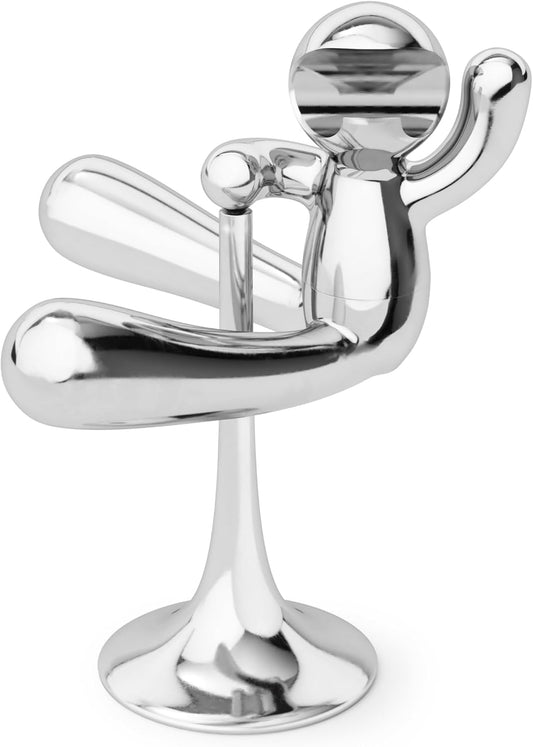 Rodeo Buddy Bottle Opener with Stand, Chrome | Built-in stand, easy display, convenient storage, accessible bar tool