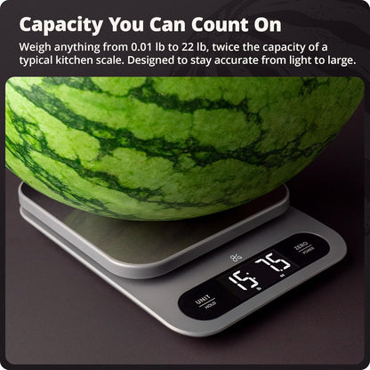 Digital Food Scale for Kitchen & Baking, 10kg/22lb High-Capacity Weight Scale with 1g Precision, Stainless Steel Platform, Hi-Def LCD, Ideal for Bread, Sourdough & Bulk Cooking