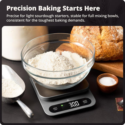 Digital Food Scale for Kitchen & Baking, 10kg/22lb High-Capacity Weight Scale with 1g Precision, Stainless Steel Platform, Hi-Def LCD, Ideal for Bread, Sourdough & Bulk Cooking