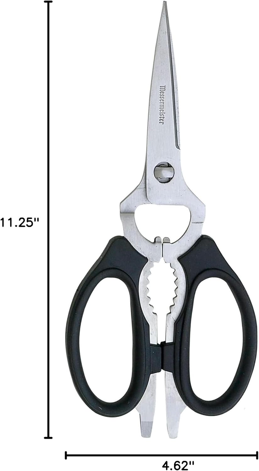 8-Inch Take-Apart Kitchen Scissors, Black - Includes Screwdriver, Nut Cracker, Jar Lid Opener/Gripper, Bottle Opener & Bone + Twig Cutter - Suitable for Lefties & Righties