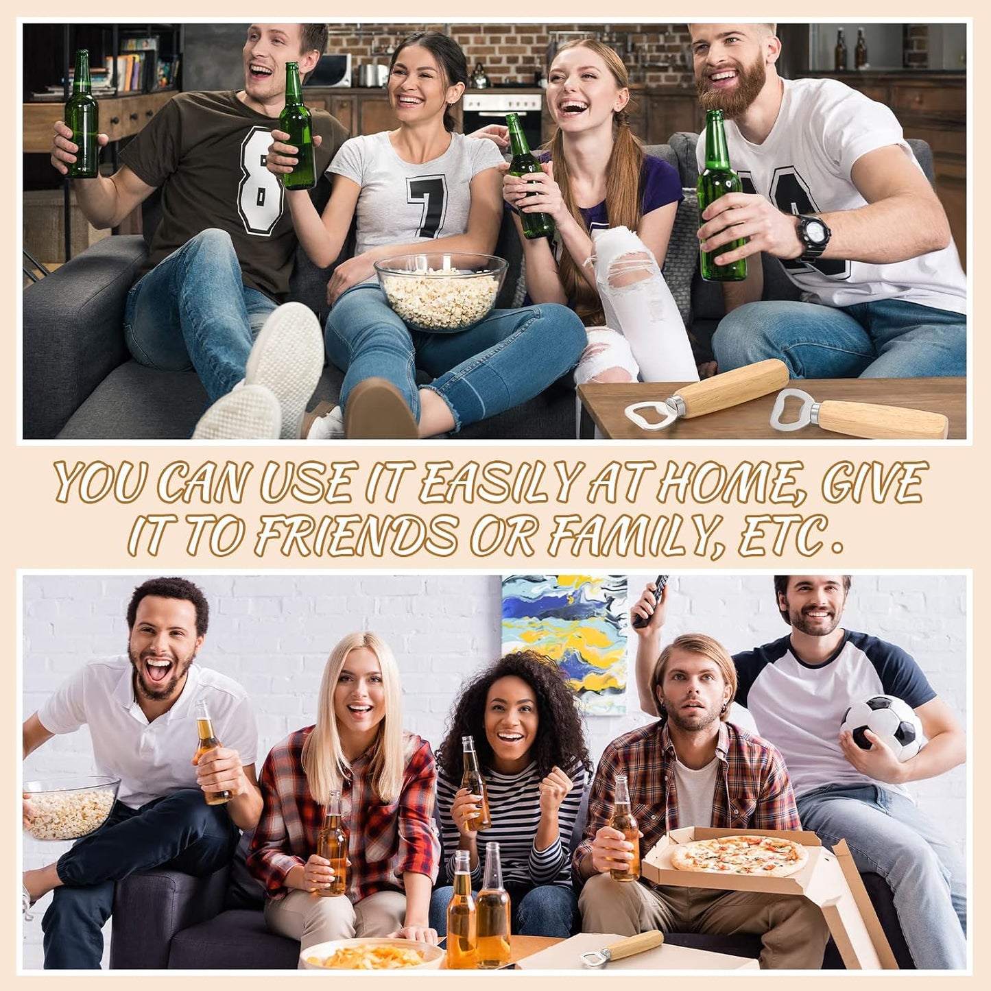 20 Pcs Stainless Steel Bottle Opener Bartender Wood Beer Opener Cider Wine Opener Bottle Opener with Wooden Handle Engraved Gift Set for Wedding Party Home Kitchen Bar Restaurant