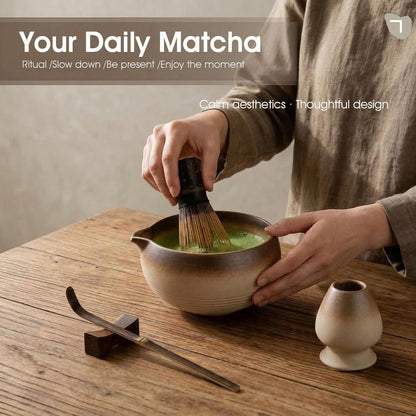 Matcha Set, 7-Piece Matcha Whisk Set with Bowl & 100-Prong Whisk