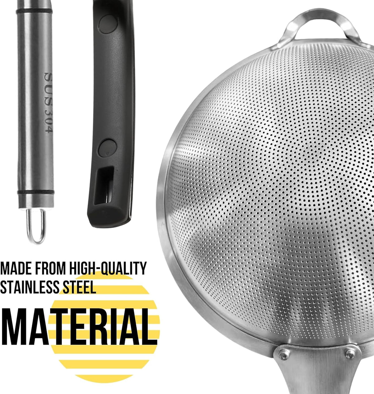Spider Strainer Set of - Stainless Steel Frying Spoons for Cooking Skimmer Ladle for Oil Fryer Pasta and Fat Durable Strainer Scoop Kitchen Utensil for Frying and Draining