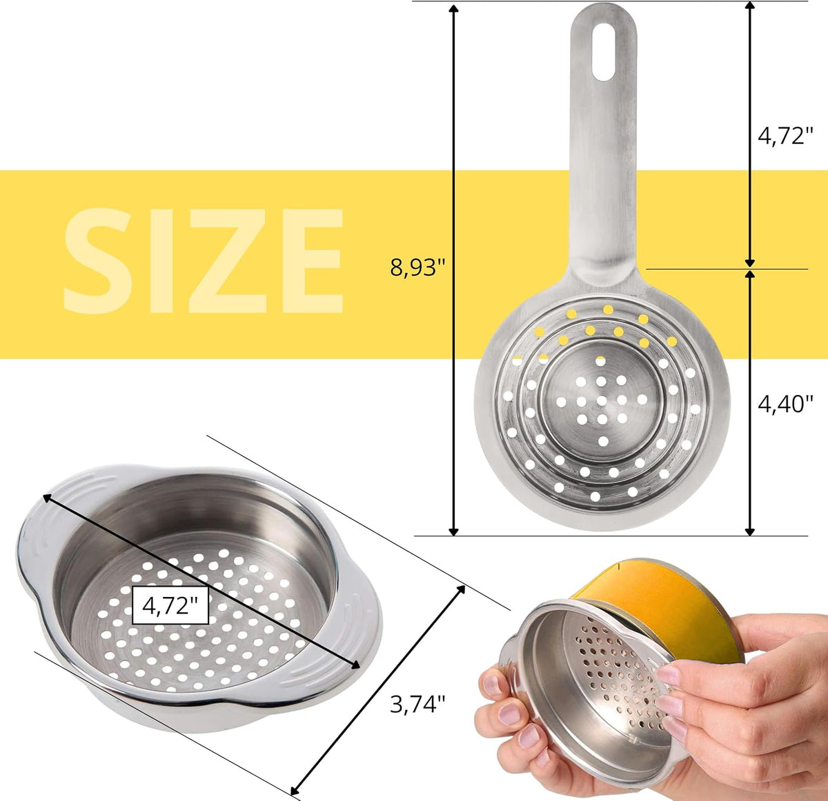 Spider Strainer Set of - Stainless Steel Frying Spoons for Cooking Skimmer Ladle for Oil Fryer Pasta and Fat Durable Strainer Scoop Kitchen Utensil for Frying and Draining