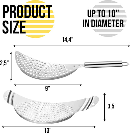 Spider Strainer Set of - Stainless Steel Frying Spoons for Cooking Skimmer Ladle for Oil Fryer Pasta and Fat Durable Strainer Scoop Kitchen Utensil for Frying and Draining