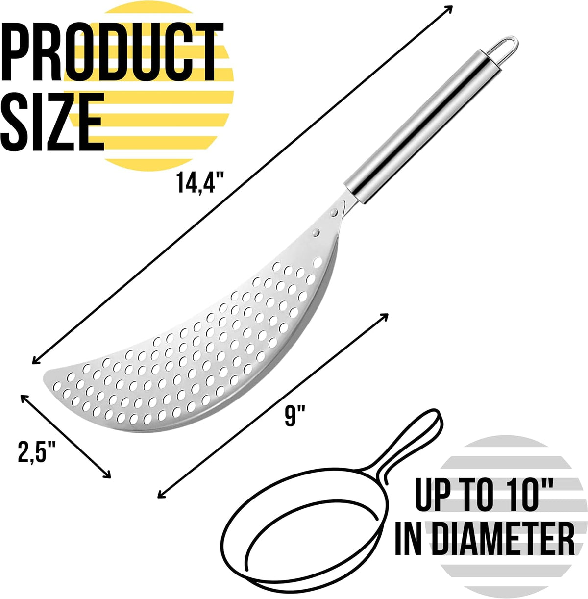 Spider Strainer Set of - Stainless Steel Frying Spoons for Cooking Skimmer Ladle for Oil Fryer Pasta and Fat Durable Strainer Scoop Kitchen Utensil for Frying and Draining