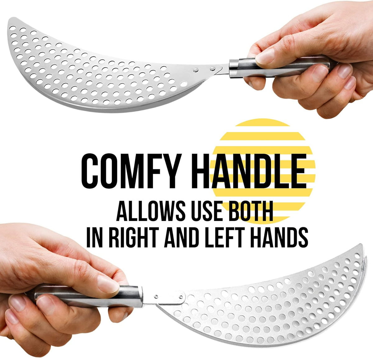 Spider Strainer Set of - Stainless Steel Frying Spoons for Cooking Skimmer Ladle for Oil Fryer Pasta and Fat Durable Strainer Scoop Kitchen Utensil for Frying and Draining