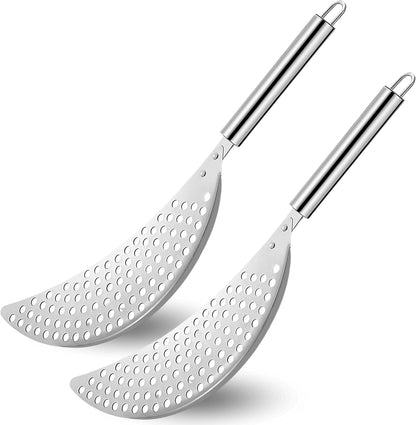 Spider Strainer Set of - Stainless Steel Frying Spoons for Cooking Skimmer Ladle for Oil Fryer Pasta and Fat Durable Strainer Scoop Kitchen Utensil for Frying and Draining