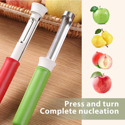 2 in 1 Stainless Steel Fruit Corer & Peeler - 2026 New Kitchen Apple Core Removal Tool,2 in 1 Apple Corer and Peeler Tool (A)