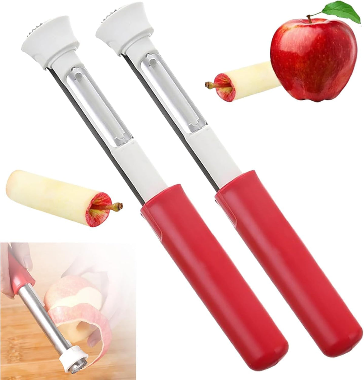2 in 1 Stainless Steel Fruit Corer & Peeler - 2026 New Kitchen Apple Core Removal Tool,2 in 1 Apple Corer and Peeler Tool (A)
