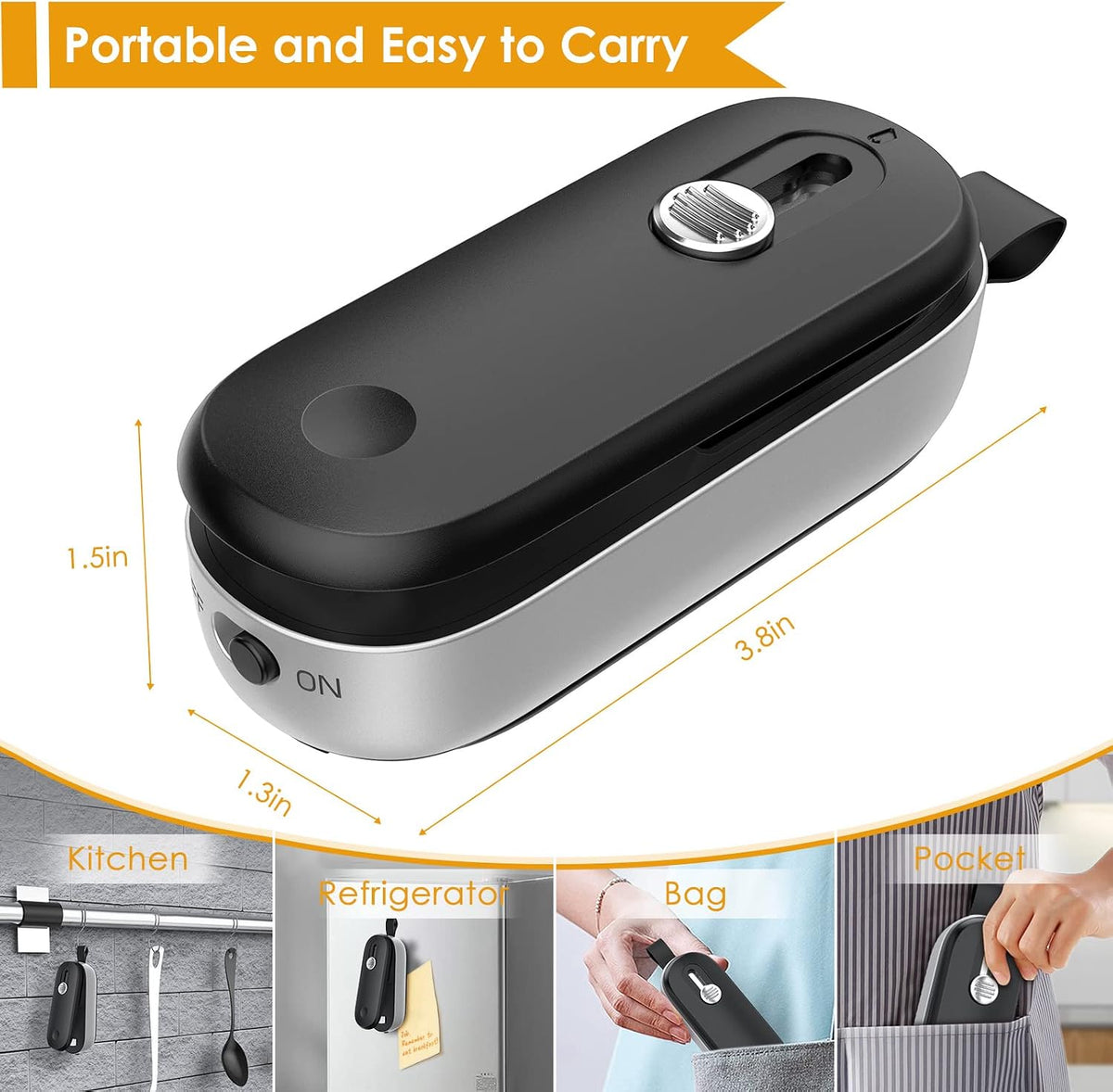 Mini Bag Sealer, 2 in 1 Bag Sealer Heat Seal with Cutter and with Lanyard, Mini Bag Resealer Machine for Plastic Bags Snack Bags Food Storage (Batteries Included)