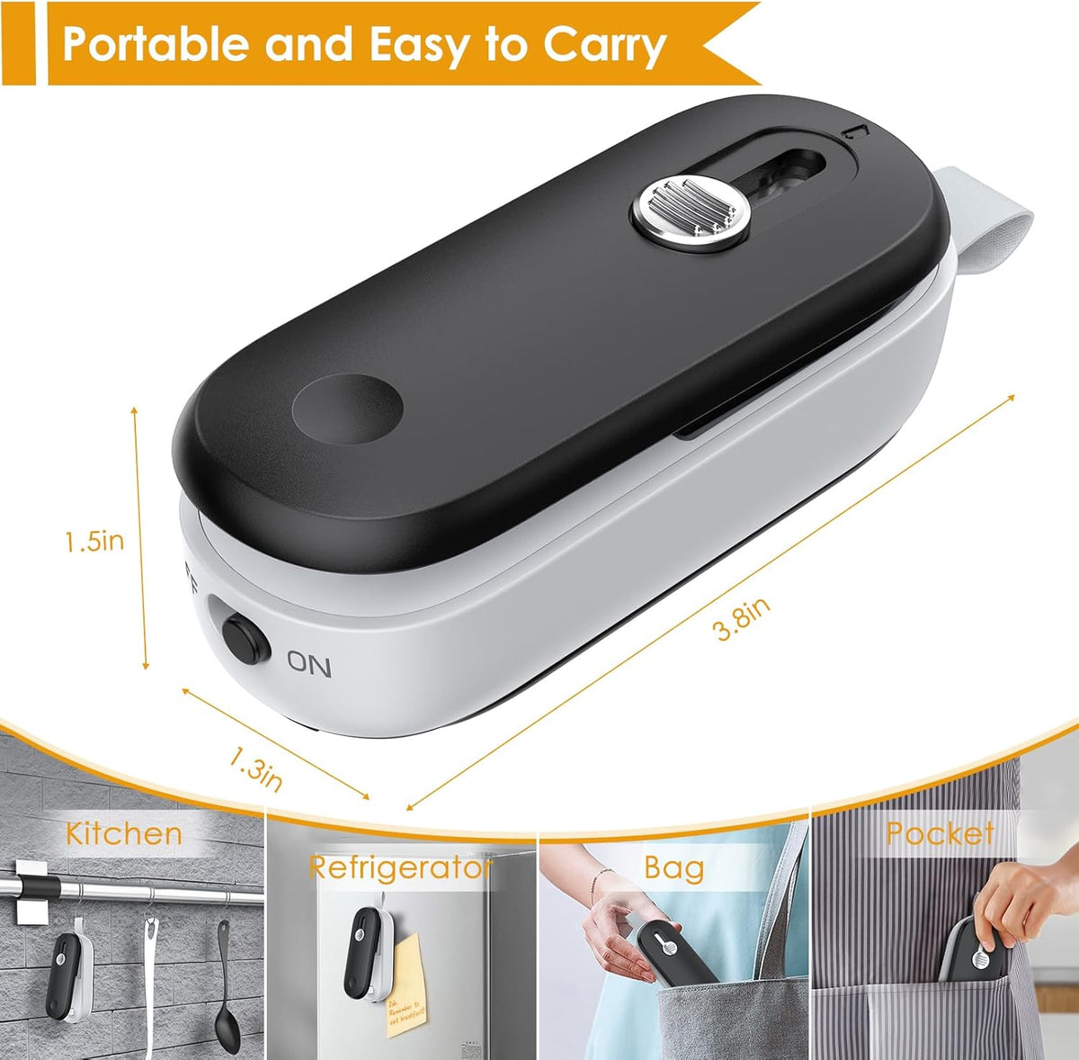 Mini Bag Sealer, 2 in 1 Bag Sealer Heat Seal with Cutter and with Lanyard, Mini Bag Resealer Machine for Plastic Bags Snack Bags Food Storage (Batteries Included)