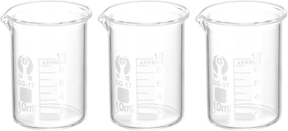 3Pcs 5ml Low Form Glass Beaker, 3.3 Borosilicate Glass Graduated Printed Scale Measuring Cups with Spout for Kitchen Lab Liquids