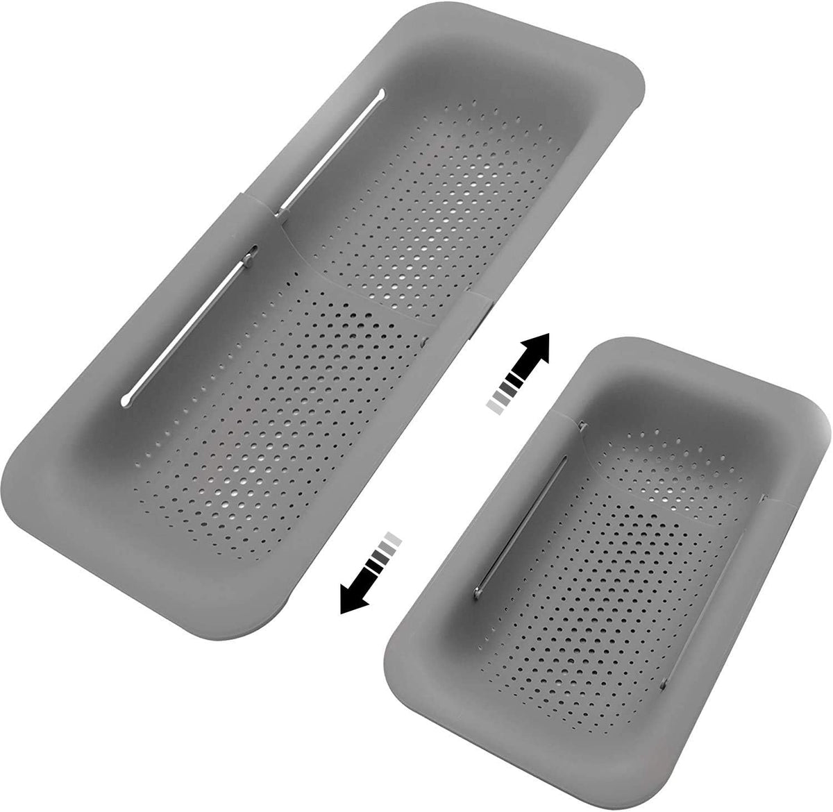 Collapsible Sink Colanders and Strainers Basket Over the Sink Colander Collapsible Colander Extendable Plastic Fruit Vegetable Strainer Drainer Basket for Kitchen(Length 14.3 inch-19.4 inch) (Pink)